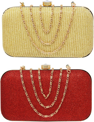 AILTINO Party Gold, Red  Clutch(Pack of: 2)