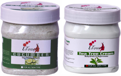 I TOUCH HERBAL Cucumber Scrub 500 ml + Tea Tree Cream 500 ml ( Pack Of 2 x 500 ml )(2 Items in the set)