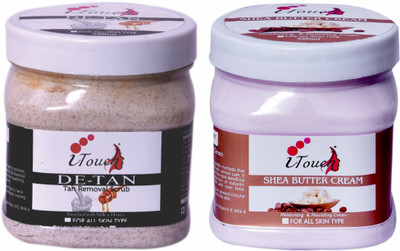I TOUCH HERBAL De-Tan Scrub 500 ml + Shea Butter Cream 500 ml ( Pack Of 2 x 500 ml )(2 Items in the set)