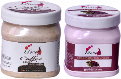 I TOUCH HERBAL Coffee Scrub 500 ml + Cocoa Butter Cream 500 ml ( Pack Of 2 x 500 ml )(2 Items in the set)
