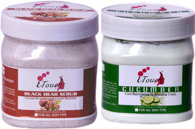 I TOUCH HERBAL Blackhead Scrub 500 ml + Cucumber Cream 500 ml ( Pack Of 2 x 500 ml )(2 Items in the set)