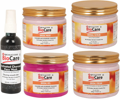 BEAUCODE BioCare Pack of-5, Bridal Face and Body Gel & Cream & Mask & Scrub (500g) and Activated Charcoal Face wash (100ml)(5 Items in the set)