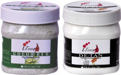 I TOUCH HERBAL Cucumber Scrub 500 ml + De-Tan Cream 500 ml ( Pack Of 2 x 500 ml )(2 Items in the set)