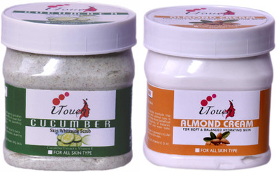 I TOUCH HERBAL Cucumber Scrub 500 ml + Almond Cream 500 ml ( Pack Of 2 x 500 ml )(2 Items in the set)