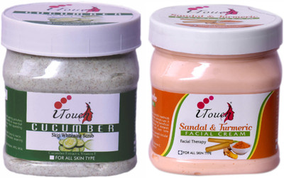 I TOUCH HERBAL Cucumber Scrub 500 ml + Sandal And Turmeric Cream 500 ml ( Pack Of 2 x 500 ml )(2 Items in the set)