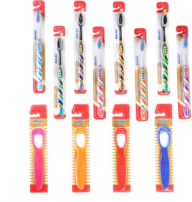 Maxi 1 Number Toothbrush and Tongue Cleaner Combo(12 Items in the set)