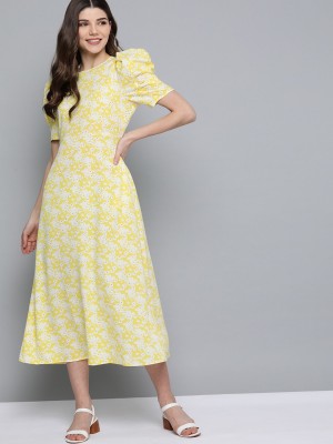 Mast & Harbour Women A-line Yellow Dress