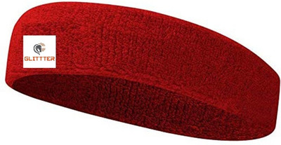 Glitter Non Slip Moisture Wicking Work Out Cotton Headband For Men's & Women's Headband Head Support(Red)