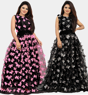 DECOFIN Flared/A-line Gown(Black)