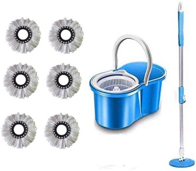 MS MODSTYLE Bucket Mop with 6 Microfibres Mop Set(Blue)