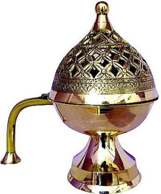 RUDRANSH Samy Brass Dhuna Loban Burner Dhooni Dhoop Dani Dhuni Brass Table Diya(Height: 8 inch)