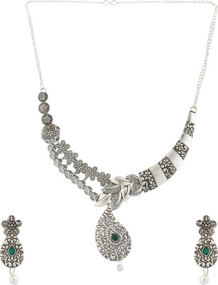 piah fashion Oxidised Silver Silver Silver, Green Jewellery Set(Pack of 1)