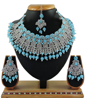 VATSALYA creation Alloy Gold-plated Blue, Platinum Jewellery Set(Pack of 1)