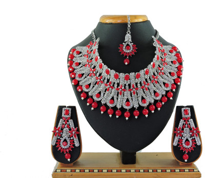 VATSALYA creation Alloy Gold-plated Red, Silver Jewellery Set(Pack of 1)