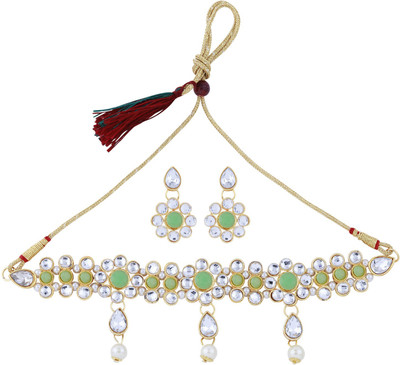 Paola Alloy Gold-plated Green, Silver Jewellery Set(Pack of 1)