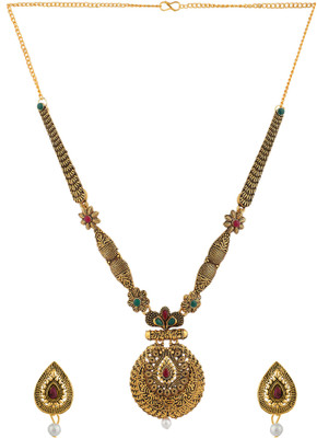 piah fashion Alloy Gold-plated Pink, White, Green Jewellery Set(Pack of 1)