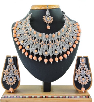 VATSALYA creation Alloy Gold-plated Silver, Pink Jewellery Set(Pack of 1)