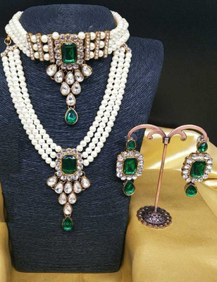 catalyst venture Alloy Gold-plated Green, White, Silver Jewellery Set(Pack of 1)