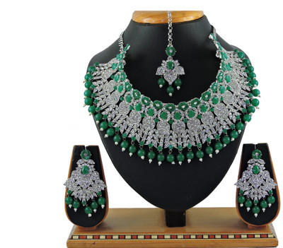 VATSALYA creation Alloy Gold-plated Green, Silver Jewellery Set(Pack of 1)