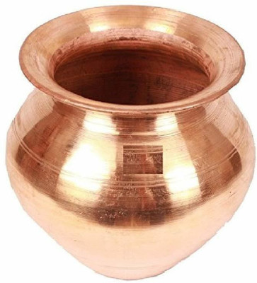 NAVYAKSH Pure Copper Rounded and Curved Design Kalash/Lota for Pooja Copper Kalash(Gold)