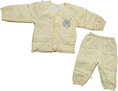 Cute Collection Baby Boys & Baby Girls Party(Festive) T-shirt Pyjama(Yellow)