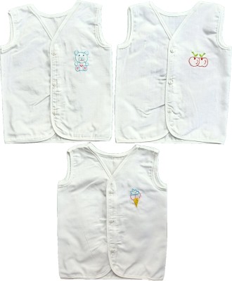 KIJS Vest For Baby Boys & Baby Girls Pure Cotton(White, Pack of 3)