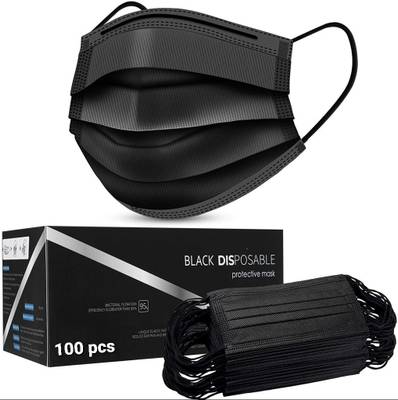 Vaghani 100 Pcs With Nose Pin Black Units With Nose Pin Disposable Iso Mark 3 Ply Pharmaceutical Breathable Surgical Pollution Face Mask Respirator with 3 Layer For Men, Women, Kids 3 Ply Surgical Mask (100 Piece) ( Black ) Surgical Mask With Melt Blown F