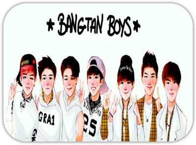 Monk Matters BTS Bangtan Boys Design Non-Slip Rubber Base Gaming & Laptop (MPAD00368) Non Slip Base Mousepad(White, Black)