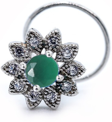 jsaj Emerald Sterling Silver Plated Sterling Silver Nose Stud