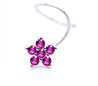 jsaj Ruby Sterling Silver Plated Sterling Silver Nose Stud