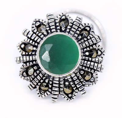 jsaj Emerald Sterling Silver Plated Sterling Silver Nose Stud