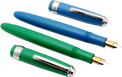 Ledos Ledos Set Of 2 - Click Falcon Eyedropper Blue & Green Fountain Pens With Chrome Trims Special Pen Gift Set(Pack of 2, Ink Color - Blue)