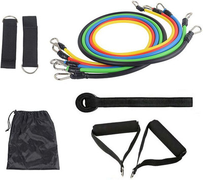 STOCKHAWKERS Resistance Exercise Toning Tube Bands Set 11 Pcs- Home,Gym,Stretching-Men-Women Resistance Tube(Multicolor)