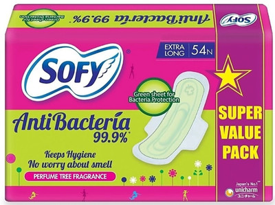 SOFY Antibacteria X-Large Extra Long Pads - Pack of 48 Count Sanitary Pad
