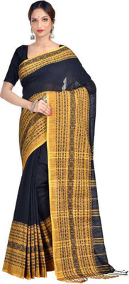 Ghosh Self Design Berhampuri Handloom Pure Cotton Saree(Dark Blue)