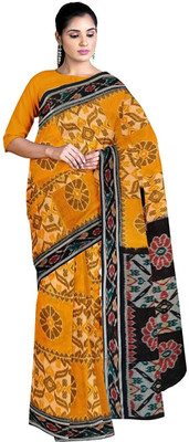 handloom paridhaan Printed Daily Wear Pure Cotton Saree(Yellow)