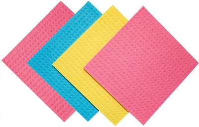 Daily Fest Cleaning Cloth – Environmentally Friendly Cellulose Sponge Cloth and Paper Towel Alternative is Washable, Reusable and Biodegradable for Household and Kitchen Cleaning - 4 Pack Sponge Wipe(Regular, Pack of 4)