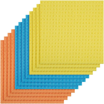 Daily Fest Cellulose Sponge 4 Packs of 3 (Total 12 Sponge Cloths) Sponge Wipe(Regular, Pack of 12)