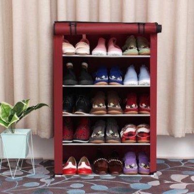 KOnlineShop Plastic Collapsible Shoe Stand(5 Shelves, DIY(Do-It-Yourself))