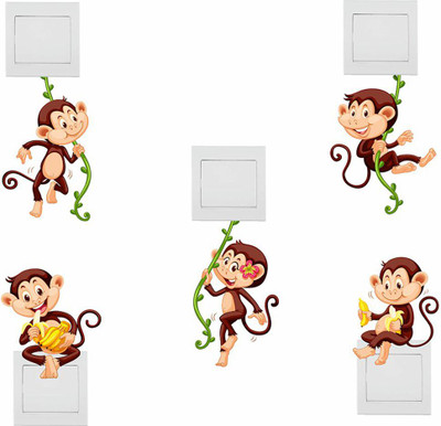 fuzzy 55 cm Monkey Self Adhesive Sticker(Pack of 1)