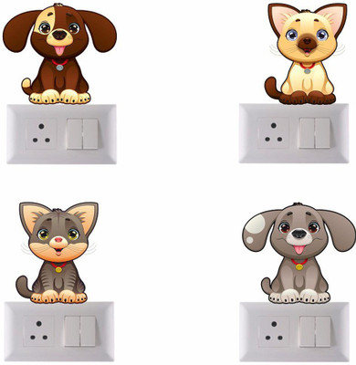 fuzzy 60 cm Dog and Cat Self Adhesive Sticker(Pack of 1)