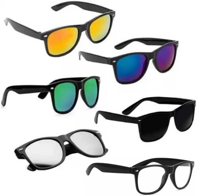 MGKNYAH Wayfarer Sunglasses(For Men & Women, Yellow, Blue, Green, Black, Silver, Clear)