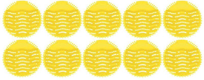 qthinfra EVA Plastic Urinal Screen Mats with Fragrance for Bathroom and Toilet Use (Lemon-Yellow, Medium) -10 Pieces Set Regular Mat Toilet Cleaner(10 x 1 Wipes)