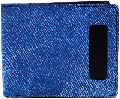 WENZEST Men Formal Blue, Black Denim, Artificial Leather Wallet(6 Card Slots)