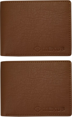 MEXUS Men Casual Tan Artificial Leather Wallet(3 Card Slots, Pack of 2)
