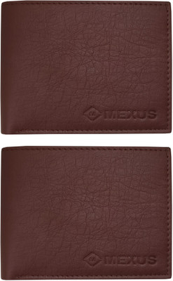 MEXUS Men Casual Brown Artificial Leather Wallet(2 Card Slots, Pack of 2)