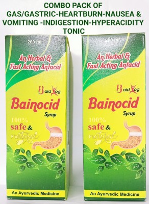 BAIDYOG Bainocid Syrup - An Herbal & Fast Acting Antacid-Combo Pack of 2 pieces * 200 Ml(Pack of 2)