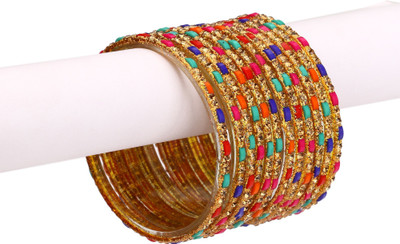 AFAST Glass Beads, Crystal Enamel Bangle Set(Pack of 10)
