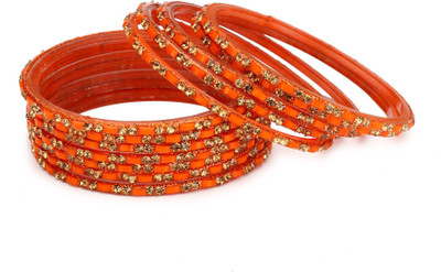 AFAST Glass Beads, Crystal Enamel Bangle Set(Pack of 10)