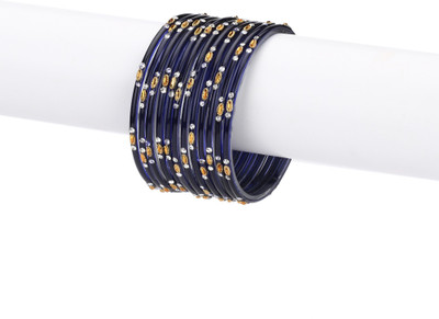 1st Time Glass Beads, Crystal Bangle Set(Pack of 12)